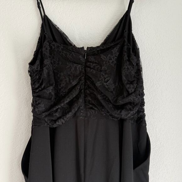 Express Womens Lace Bodice Cami Jumpsuit V-Neck Sleeveless Black Size XL - Picture 2 of 8